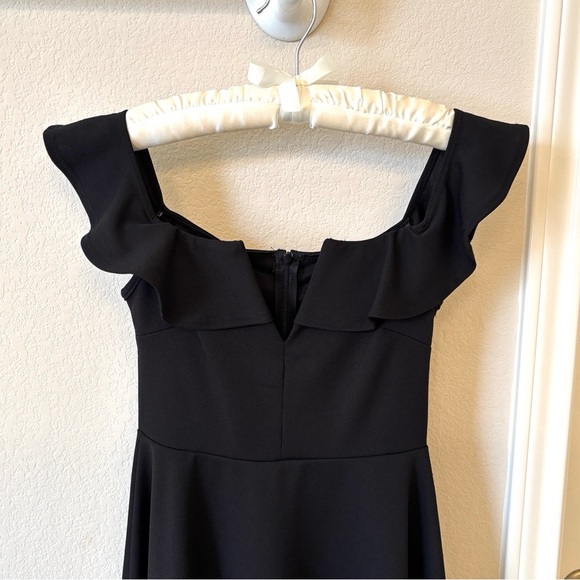 Lulus Black Ruffle Mini Dress Fit and Flare Skater Party Formal Dress Size Small - Picture 2 of 12